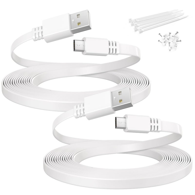 Itramax USB to Micro USB Extension Cable 10FT 2Pack,Flat Charging Power Extender Cord Replacement for Wyze Cam v4/Pan v2/OG,Blink Mini/XT/XT2/Outdoor 3,Ring Indoor,Arlo Pro 2/Q,eufy S350/E220,YI Home - Image 1